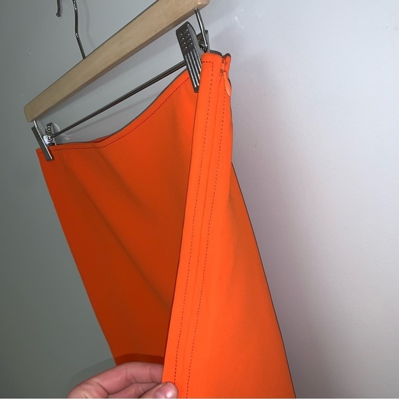 Zara Mini Skirt Women's Size Medium Bright Orange High-Waisted Flare - Picture 5 of 13